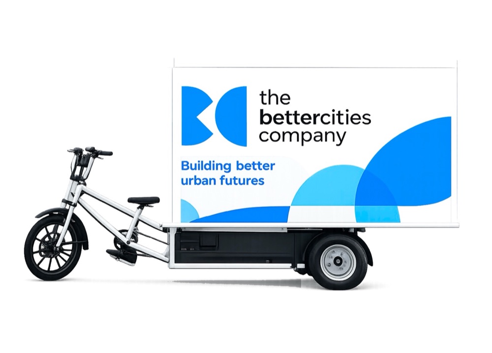 Partner cargo trike with full-side branded billboard panel